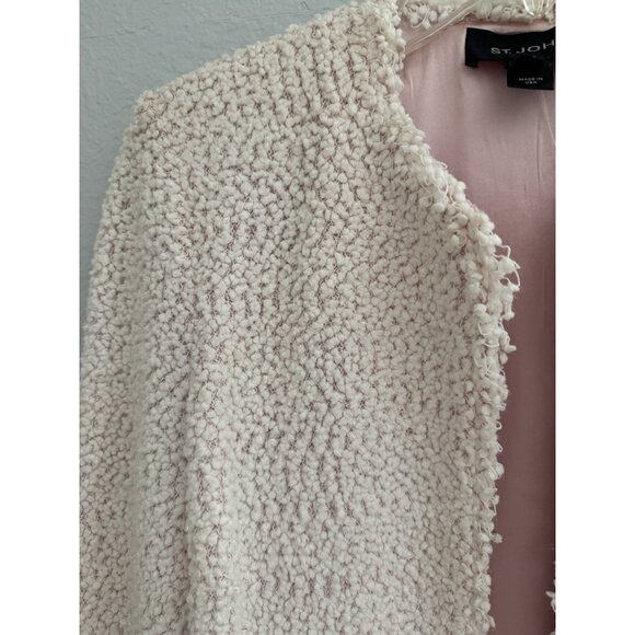 St John Boucle Tinsel Tweet Jacket White Pink Lined Sz 2 Sparkly Glimmery Barbie - Picture 6 of 13